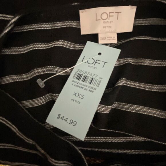 LOFT Petite Striped Bow Accent Long Sleeve Top XXS - Picture 6 of 7